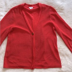 J. Jill Women’s 3/4 Sleeve One Button Orange Cardigan Size Small